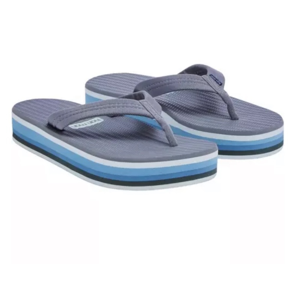 Striped Platform Flip Flop Sandals - Gray/Blue